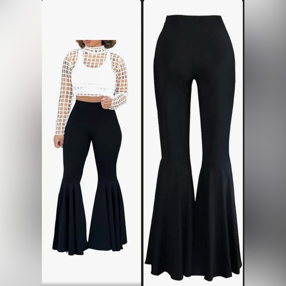 Black stretchy bell bottom skin tight pants,size 3x brand new, no tags! - Picture 2 of 3